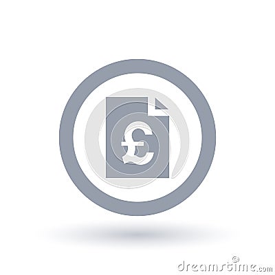 British Pound paper bill icon - Britain money document symbol Vector Illustration