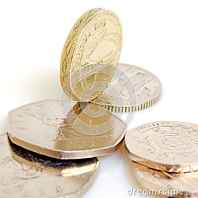 British pound and pence. Stock Photo