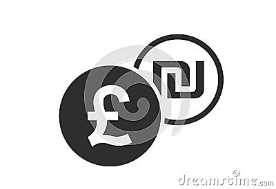 British pound to israeli sheqel currency exchange icon. money exchange symbol Vector Illustration