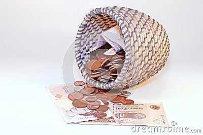 British pounds in basket Editorial Stock Photo