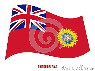 British Raj 1858-1947 Flag Waving Vector Illustration on White Background. East India Company Flag Vector Illustration