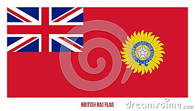 British Raj 1858-1947 Flag Waving Vector Illustration on White Background. East India Company Flag Vector Illustration
