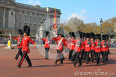 British Royal Guard Marching Editorial Stock Photo