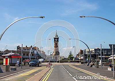 The British seaside town of Skegness in the East Lindsey a district of Lincolnshire, England, showing the an old towner on a Editorial Stock Photo