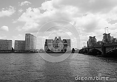 British Secret Service in London black and white Editorial Stock Photo
