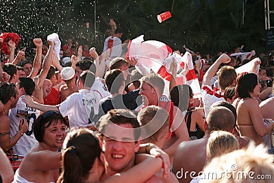 British supporters react while watching the world soccer championship games Editorial Stock Photo