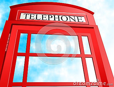 British Telephone Box Cartoon Illustration