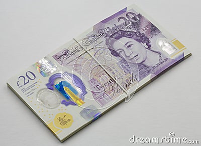 British twenty pounds banknotes closeup Editorial Stock Photo