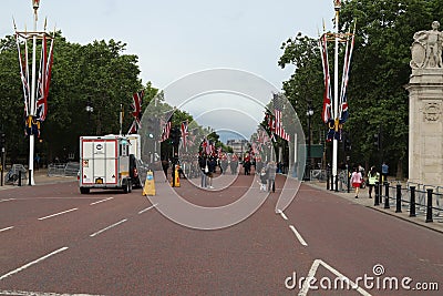 British USA Flags By Buckingham Palace Editorial Stock Photo