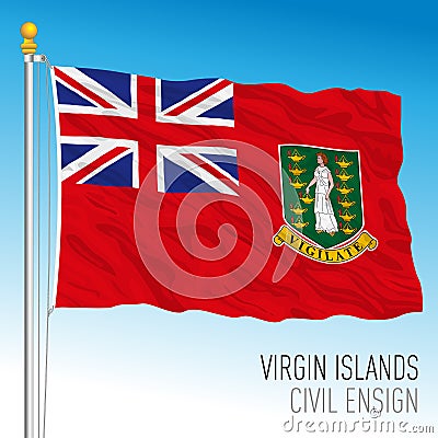 British Virgin islands civil ensign flag, United Kingdom overseas territory Vector Illustration