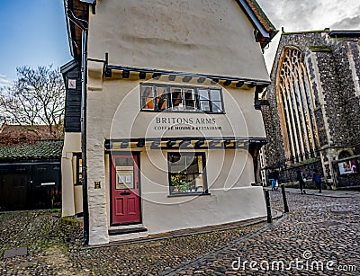 Britons Arms Cafe, Elm Hill, Norwich, Norfolk Editorial Stock Photo