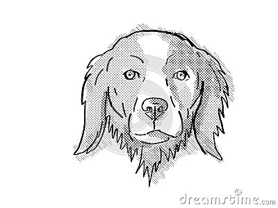 Brittany or Brittany Spaniel Dog Breed Cartoon Retro Drawing Stock Photo