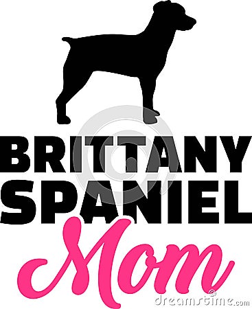 Brittany Spaniel mom silhouette Vector Illustration