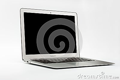 Modern new laptop on white background Editorial Stock Photo