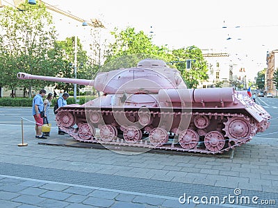 Pink tank in Brno Editorial Stock Photo