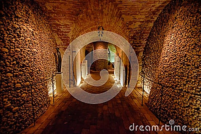 Brno Ossuary in dungeon of St James Chuch Stock Photo
