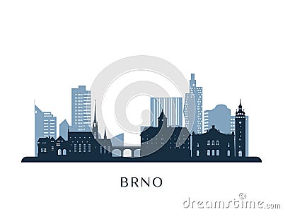 Brno skyline, monochrome silhouette. Vector Illustration