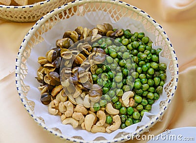 Broad bean or fava bean, Peas and Cashews roasted Stock Photo