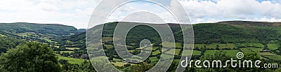 Broad view of the valley of Llanthony priory Stock Photo