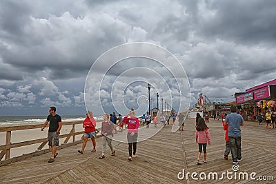 Broad walk in Jersey Shore. Morning before storm. Editorial Stock Photo