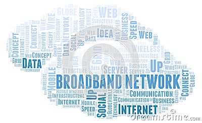 Broadband Network word cloud. Stock Photo