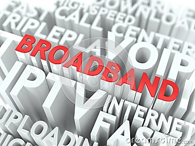 Broadband. The Wordcloud Concept. Stock Photo