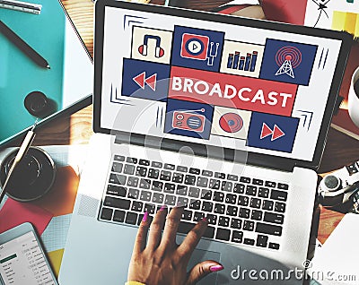 Broadcast Communicate Music Icon Connection Concept Stock Photo