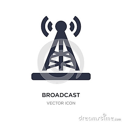 broadcast communications tower icon on white background. Simple element illustration from Technology concept Vector Illustration