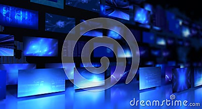 Multimedia video streaming, Media TV on demand. Stock Photo