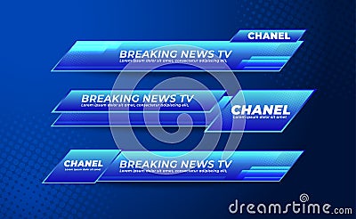 Broadcast News Lower Thirds Banner Template for Television, Media Channel, Video Vector Illustration