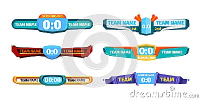 Broadcast score banner. Versus soccer gaming players ui template vector designs Vector Illustration