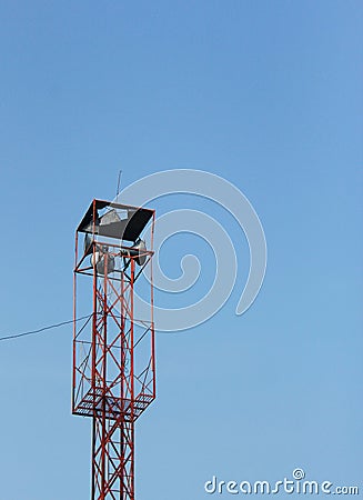 Broadcast tower and clear blue sky Stock Photo