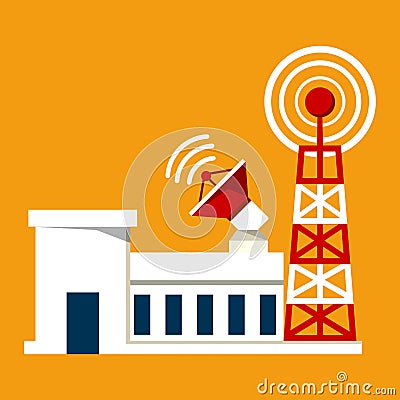 Broadcast Tower Vector Illustration