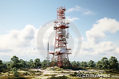 Broadcast Tower on white background Stock Photo