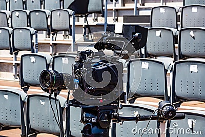 Broadcast TV Camera at a live sporting event Editorial Stock Photo