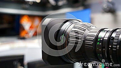 Broadcast video camera camcorder back in the studio TV show Stock Photo