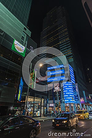 Broadway Avenue at night in New York City, USA Editorial Stock Photo