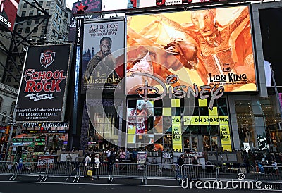 Broadway signs in Manhattan Editorial Stock Photo