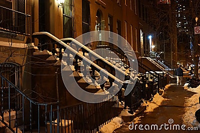 Broadway snow street scene, New York, New York, USA Editorial Stock Photo