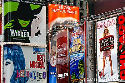 Broadway Theater Signs Times Square New York Editorial Stock Photo