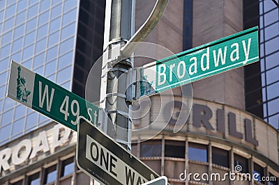 Broadway direction sign in Manhattan, New York, USA Editorial Stock Photo