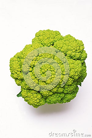 Broccoflower with green leaves removed Stock Photo