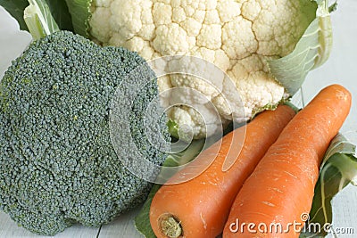 Broccoli carrots and cauliflower Stock Photo