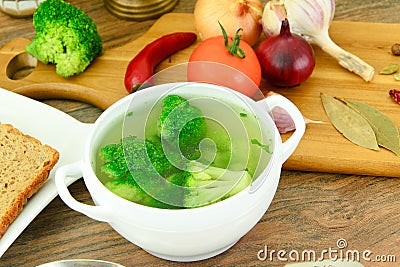 Broccoli and Carrots Soup. Diet Fitness Nutrition Stock Photo