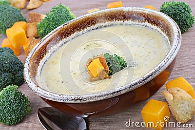 Broccoli Cheddar Soup Stock Photo