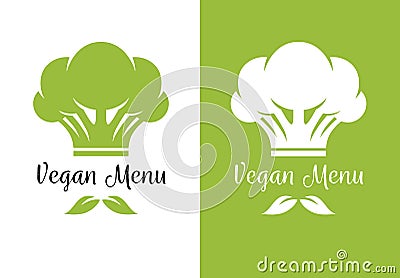 Broccoli chef cook hat for vegetarian restaurant menu Vector Illustration