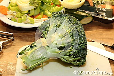 Broccoli on cutting board Stock Photo