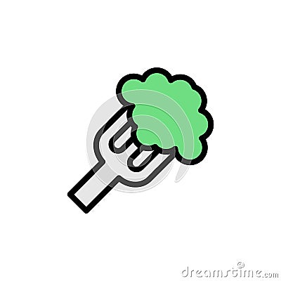 Broccoli fork icon. Simple color with outline vector elements of vegetarian food icons for ui and ux, website or mobile Stock Photo