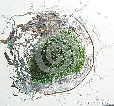 Broccoli splash Stock Photo