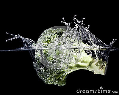 Broccoli splash Stock Photo